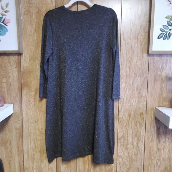 J. McLaughlin | Long Sleeve Swing Dress Black W/Bronze Sparkle Detail | … - Picture 5 of 5